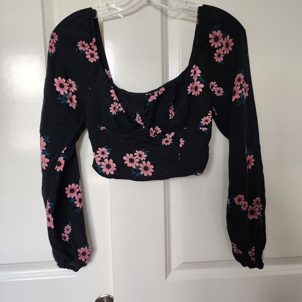 Floral Black and Pink Women's Top